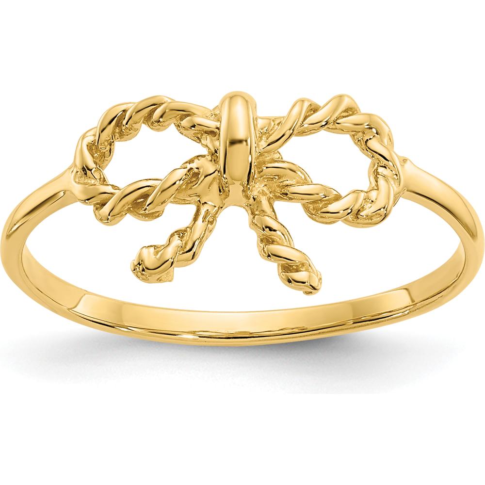 14K Yellow Gold Polished Bow Ring - Adjustable, Themed Design by Oro Pregiato