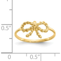 14K Yellow Gold Polished Bow Ring - Adjustable, Themed Design by Oro Pregiato
