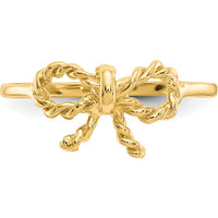 14K Yellow Gold Polished Bow Ring - Adjustable, Themed Design by Oro Pregiato