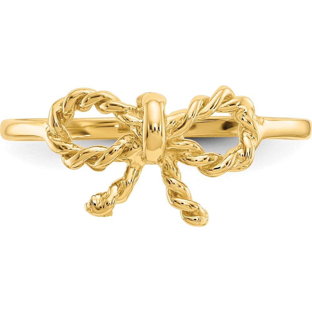 14K Yellow Gold Polished Bow Ring - Adjustable, Themed Design by Oro Pregiato