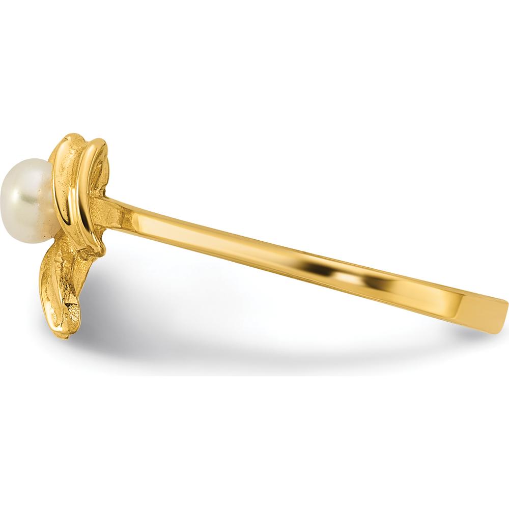 14K Yellow Gold Polished Bow Ring with 3-4mm Freshwater Cultured Pearl for Children by 0