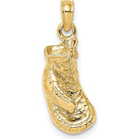 14K Yellow Gold Polished Boxing Glove Pendant - Small Textured Boxing Charm by Oro Pregiato