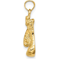 14K Yellow Gold Polished Boxing Glove Pendant - Small Textured Boxing Charm by Oro Pregiato