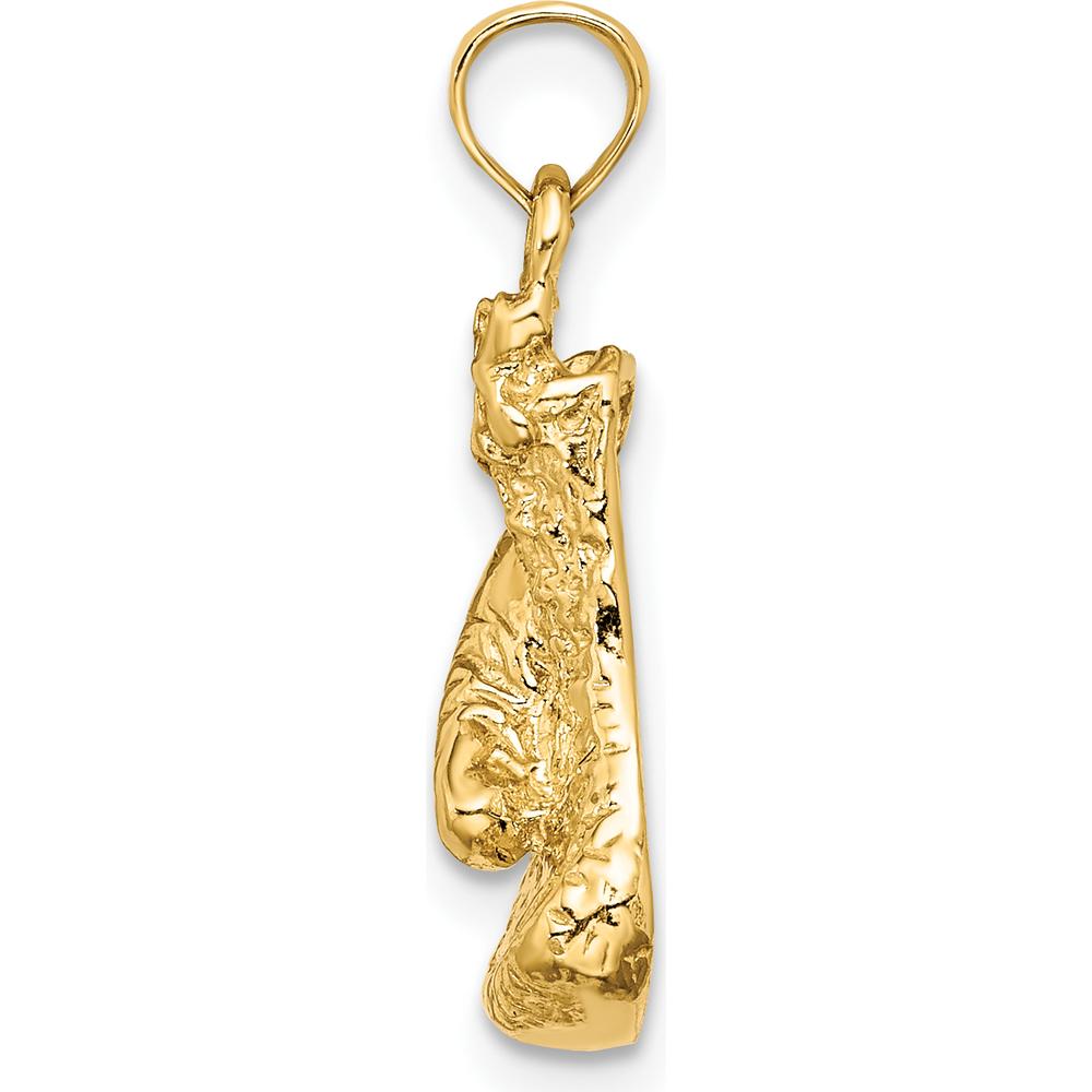 14K Yellow Gold Polished Boxing Glove Pendant - Small Textured Boxing Charm by Oro Pregiato