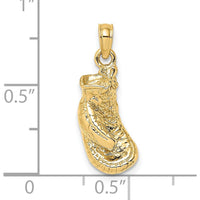 14K Yellow Gold Polished Boxing Glove Pendant - Small Textured Boxing Charm by Oro Pregiato