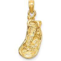 14K Yellow Gold Polished Boxing Glove Pendant - Small Textured Boxing Charm by Oro Pregiato