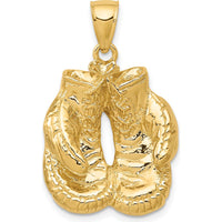 14K Yellow Gold Polished Boxing Gloves Pendant - 35mm in Length by Oro Pregiato