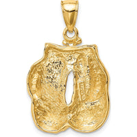 14K Yellow Gold Polished Boxing Gloves Pendant - 35mm in Length by Oro Pregiato