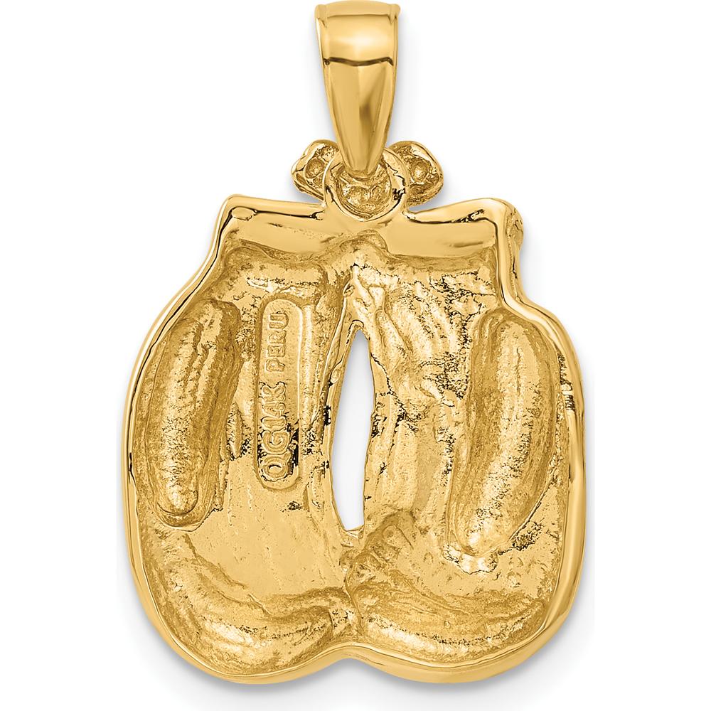 14K Yellow Gold Polished Boxing Gloves Pendant - Themed Design for Men by Oro Pregiato