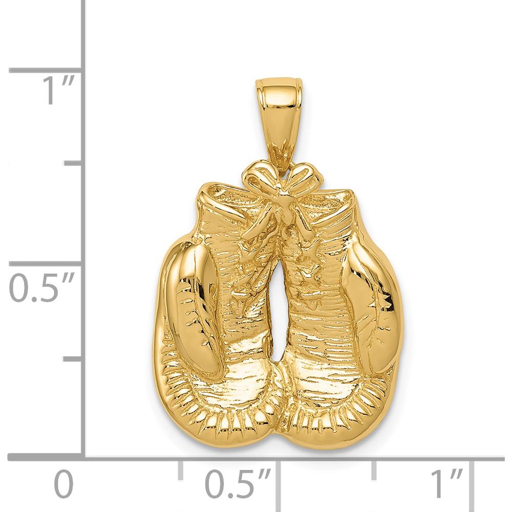 14K Yellow Gold Polished Boxing Gloves Pendant - Themed Design for Men by Oro Pregiato
