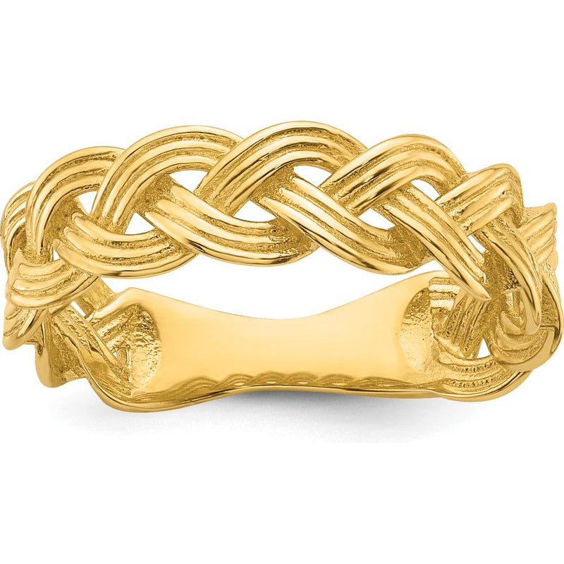 14K Yellow Gold Polished Braided Band Ring - 5.3mm Width by 0