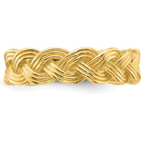 14K Yellow Gold Polished Braided Band Ring - 5.3mm Width by 0