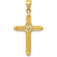 14K Yellow Gold Polished Braided Cross Pendant - 35.61mm Length by Oro Pregiato