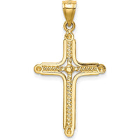 14K Yellow Gold Polished Braided Cross Pendant - 35.61mm Length by Oro Pregiato