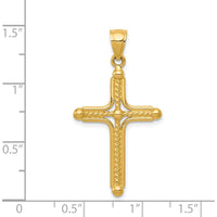 14K Yellow Gold Polished Braided Cross Pendant - 35.61mm Length by Oro Pregiato