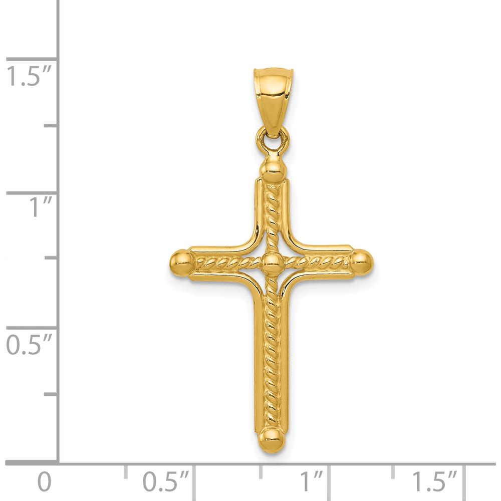14K Yellow Gold Polished Braided Cross Pendant - 35.61mm Length by Oro Pregiato
