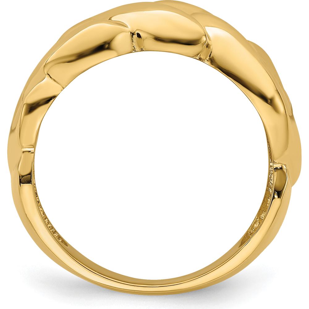 14K Yellow Gold Polished Braided Fashion Band Ring with Domed Shape and Open Back Profile by 0