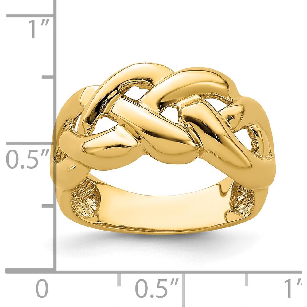 14K Yellow Gold Polished Braided Fashion Band Ring with Domed Shape and Open Back Profile by 0