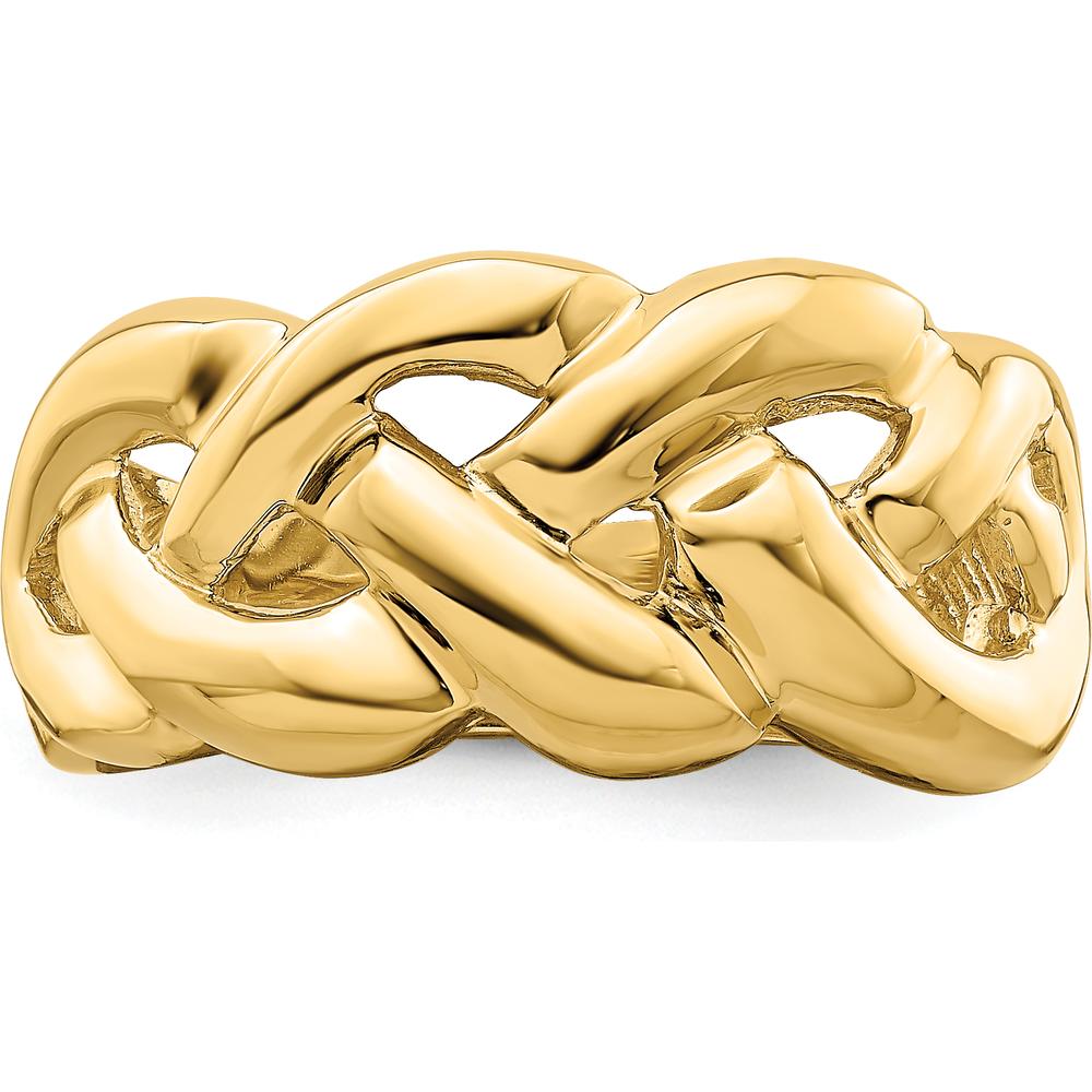 14K Yellow Gold Polished Braided Fashion Band Ring with Domed Shape and Open Back Profile by 0