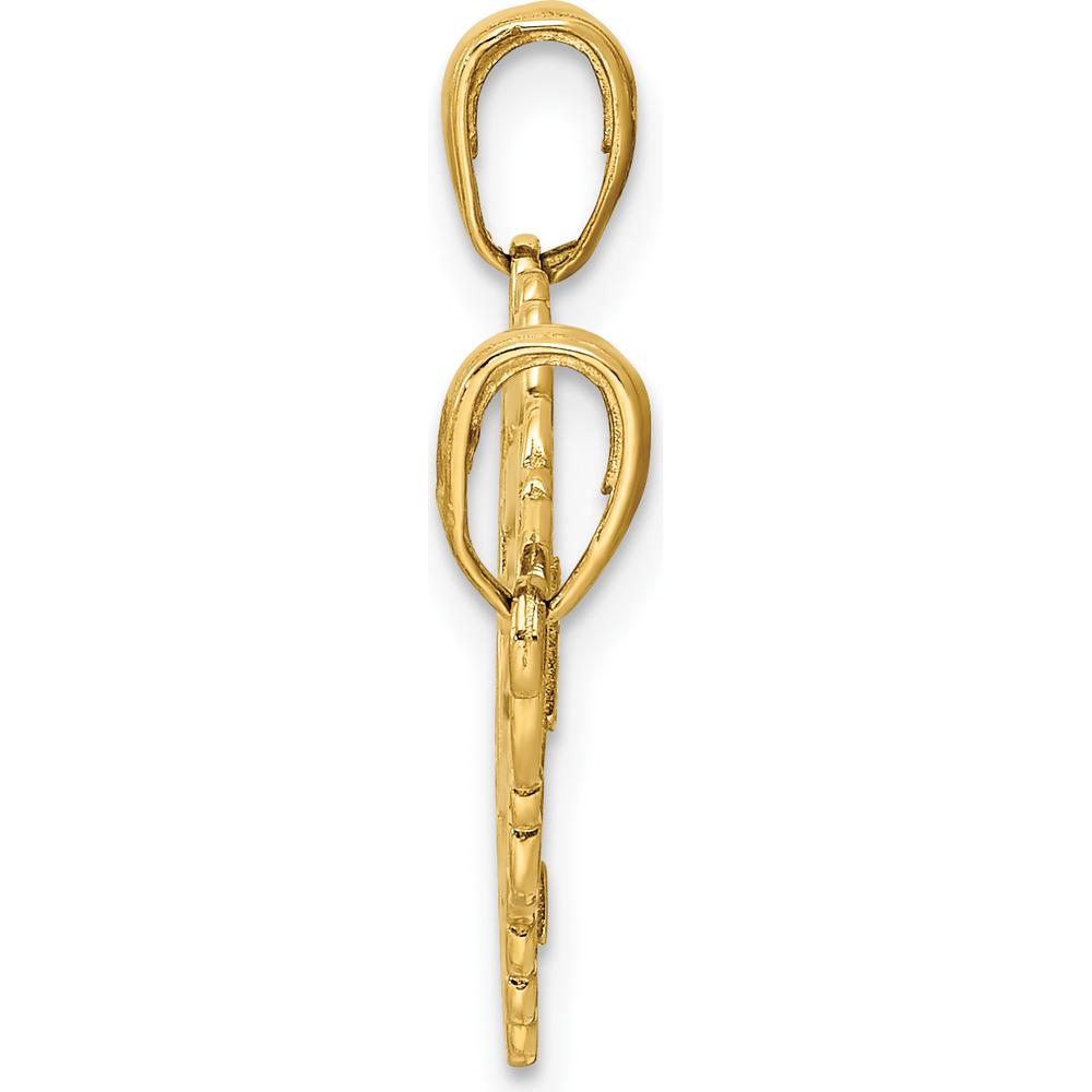 14K Yellow Gold Polished Break-Apart Heart & Key Charm - 22mm Length by Oro Pregiato
