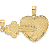 14K Yellow Gold Polished Break-Apart Heart & Key Charm - 22mm Length by Oro Pregiato