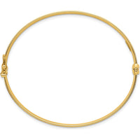 14K Yellow Gold Polished Brushed and Textured Hinged Oval Bangle Bracelet - 6.00mm Width by Oro Pregiato