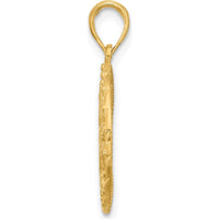 14K Yellow Gold Polished Butterfly and Floral Charm Pendant by Oro Pregiato