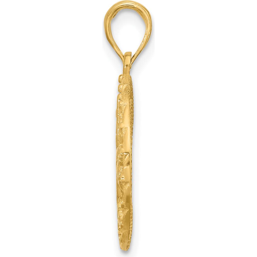 14K Yellow Gold Polished Butterfly and Floral Charm Pendant by Oro Pregiato