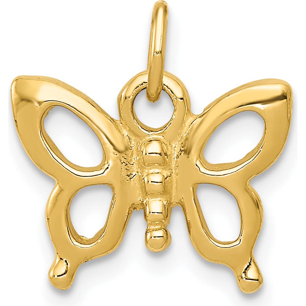 14K Yellow Gold Polished Butterfly Charm Pendant - 14mm Length x 15mm Width by Oro Pregiato