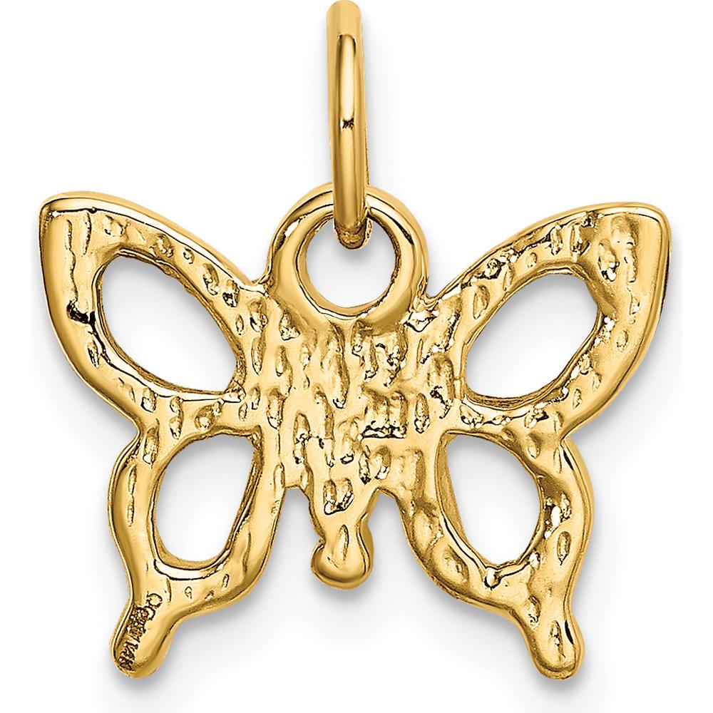 14K Yellow Gold Polished Butterfly Charm Pendant - 14mm Length x 15mm Width by Oro Pregiato
