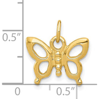 14K Yellow Gold Polished Butterfly Charm Pendant - 14mm Length x 15mm Width by Oro Pregiato
