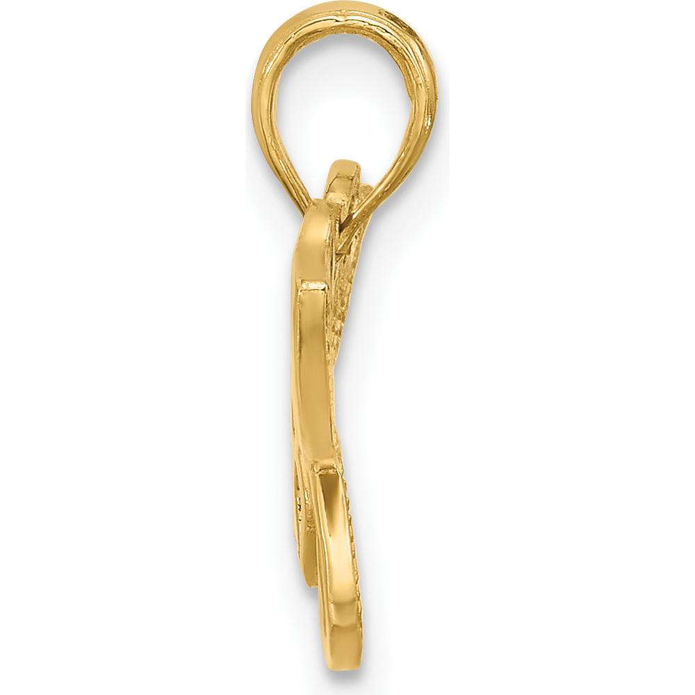 14K Yellow Gold Polished Butterfly Charm Pendant - Solid Gold Design by Oro Pregiato