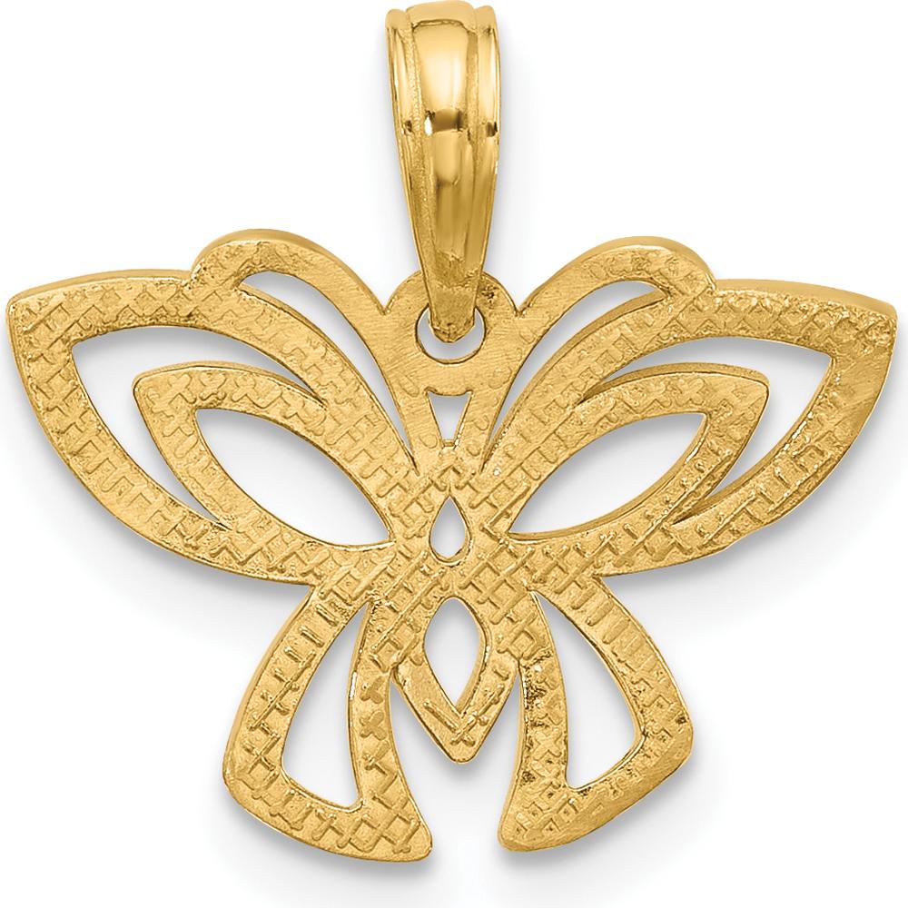 14K Yellow Gold Polished Butterfly Charm Pendant - Solid Gold Design by Oro Pregiato