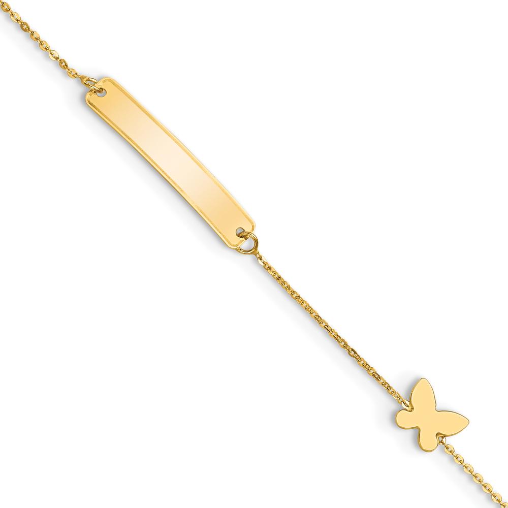 14K Yellow Gold Polished Butterfly ID Bracelet - 5.5in with Spring Ring Clasp by Oro Pregiato