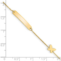 14K Yellow Gold Polished Butterfly ID Bracelet - 5.5in with Spring Ring Clasp by Oro Pregiato