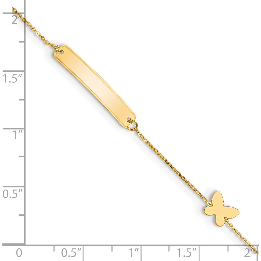 14K Yellow Gold Polished Butterfly ID Bracelet - 5.5in with Spring Ring Clasp by Oro Pregiato