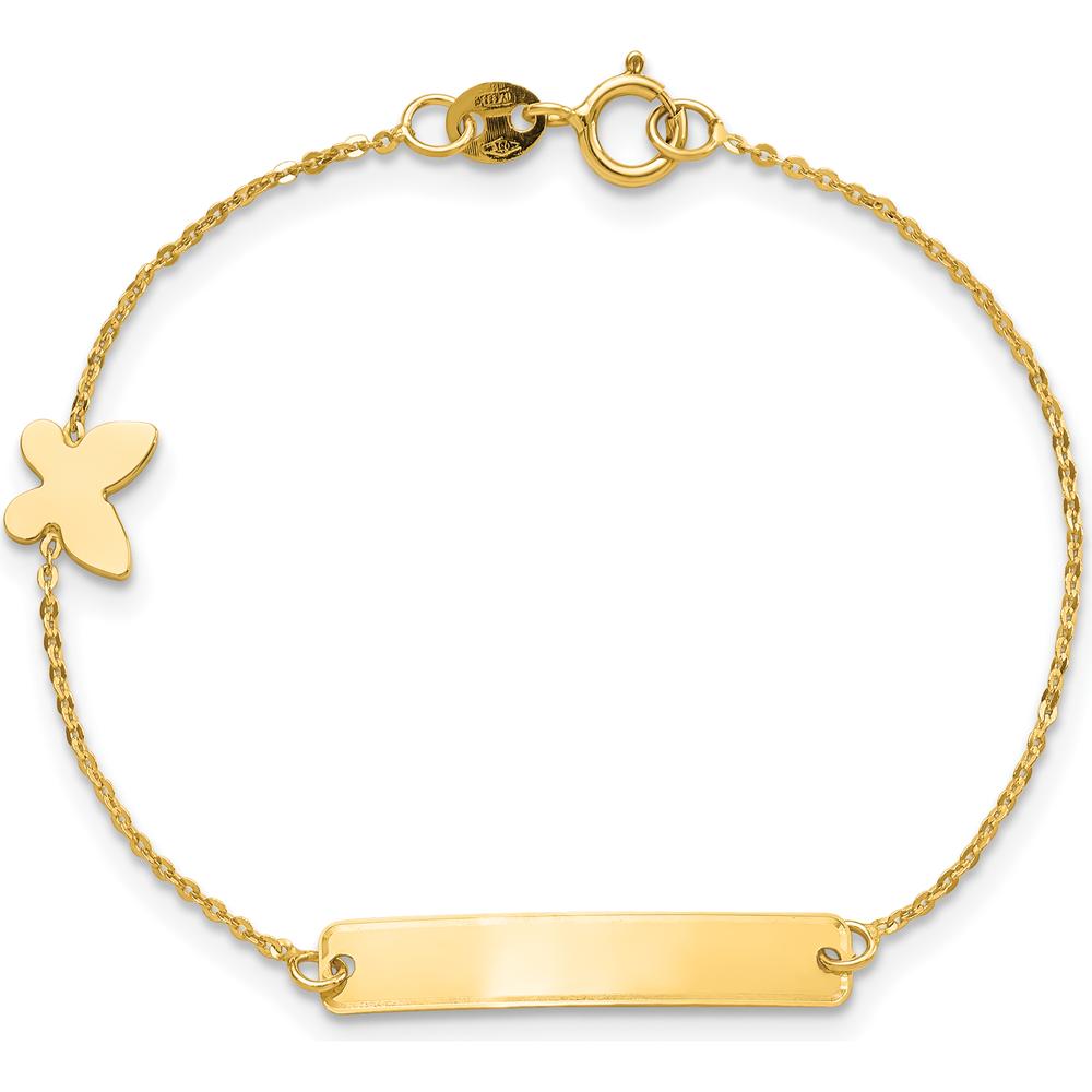 14K Yellow Gold Polished Butterfly ID Bracelet - 5.5in with Spring Ring Clasp by Oro Pregiato