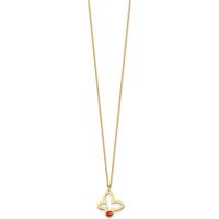 14K Yellow Gold Polished Butterfly Necklace with Red and Black Enamel Ladybug Pendant - 15.5" + 0.75" Extender by Oro Pregiato