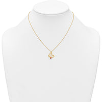14K Yellow Gold Polished Butterfly Necklace with Red and Black Enamel Ladybug Pendant - 15.5" + 0.75" Extender by Oro Pregiato
