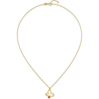 14K Yellow Gold Polished Butterfly Necklace with Red and Black Enamel Ladybug Pendant - 15.5" + 0.75" Extender by Oro Pregiato