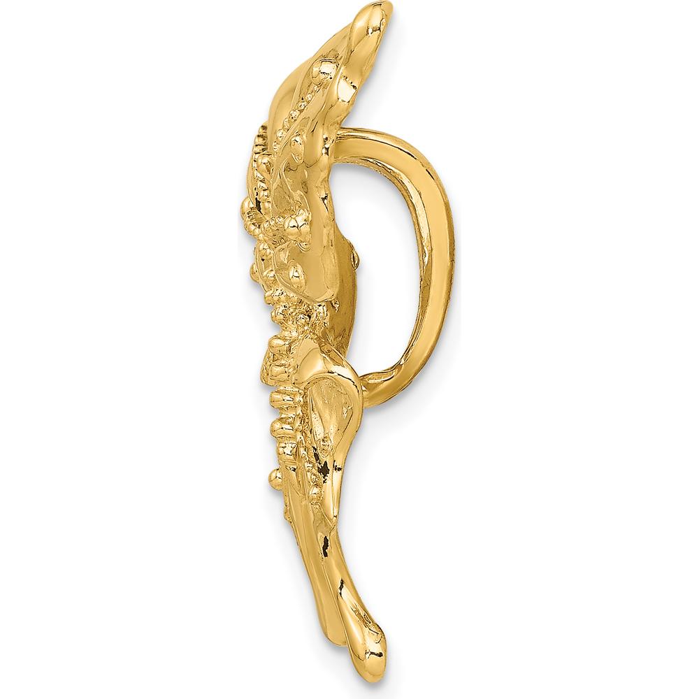 14K Yellow Gold Polished Butterfly Omega Slide Pendant with Beaded Detail by Oro Pregiato