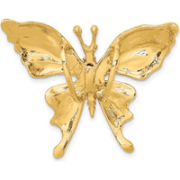 14K Yellow Gold Polished Butterfly Omega Slide Pendant with Beaded Detail by Oro Pregiato