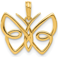 14K Yellow Gold Polished Butterfly Pendant - 16.9mm Length, 18.1mm Width by Oro Pregiato