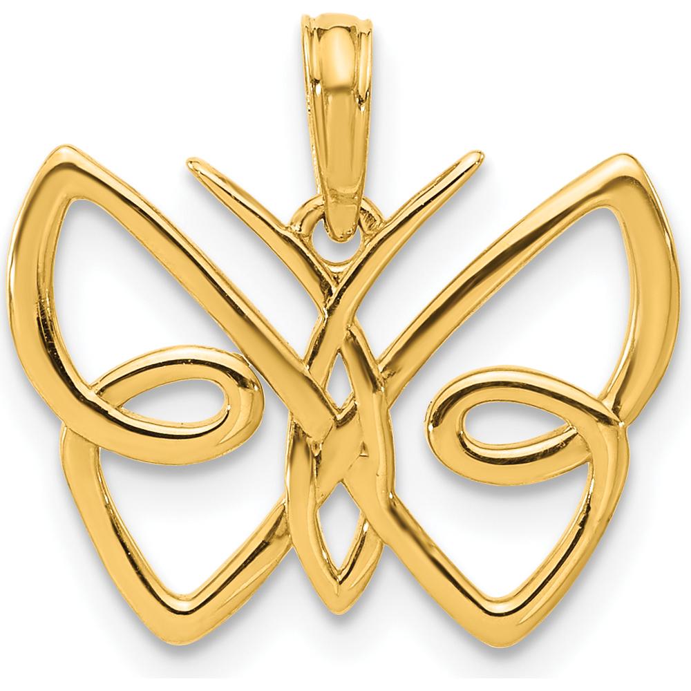 14K Yellow Gold Polished Butterfly Pendant - 16.9mm Length, 18.1mm Width by Oro Pregiato