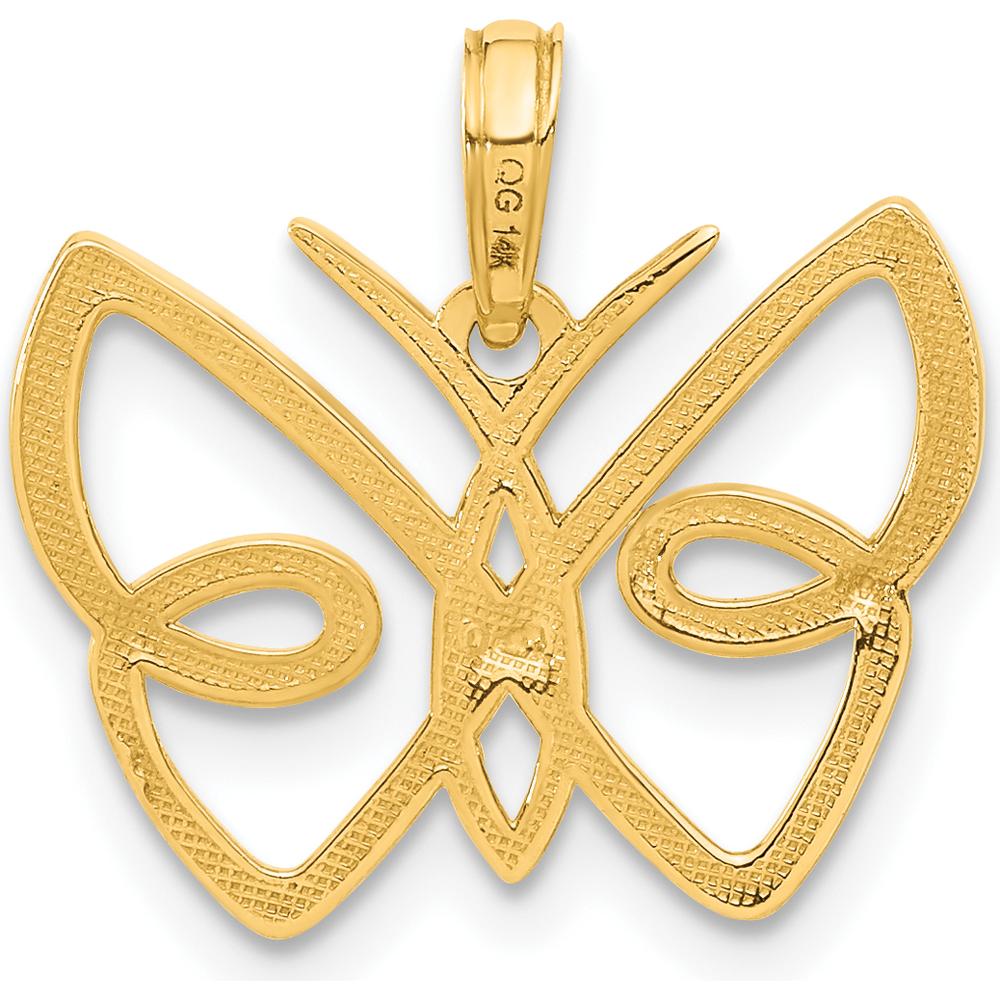 14K Yellow Gold Polished Butterfly Pendant - 16.9mm Length, 18.1mm Width by Oro Pregiato