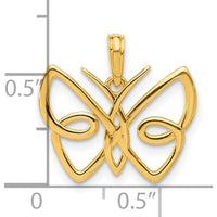 14K Yellow Gold Polished Butterfly Pendant - 16.9mm Length, 18.1mm Width by Oro Pregiato