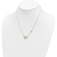 14K Yellow Gold Polished Butterfly Pendant Necklace with Round Diamonds - 0.142 Carat Total Diamond Weight by Oro Pregiato