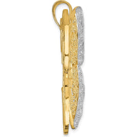 14K Yellow Gold Polished Butterfly Pendant with Diamond-Cut Filigree Texture by Oro Pregiato