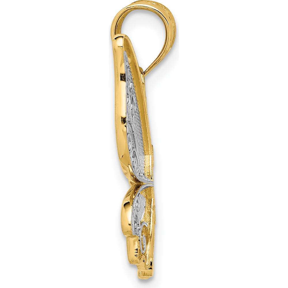 14K Yellow Gold Polished Butterfly Pendant with Intricate Swirl Design by Oro Pregiato