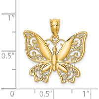 14K Yellow Gold Polished Butterfly Pendant with Intricate Swirl Design by Oro Pregiato